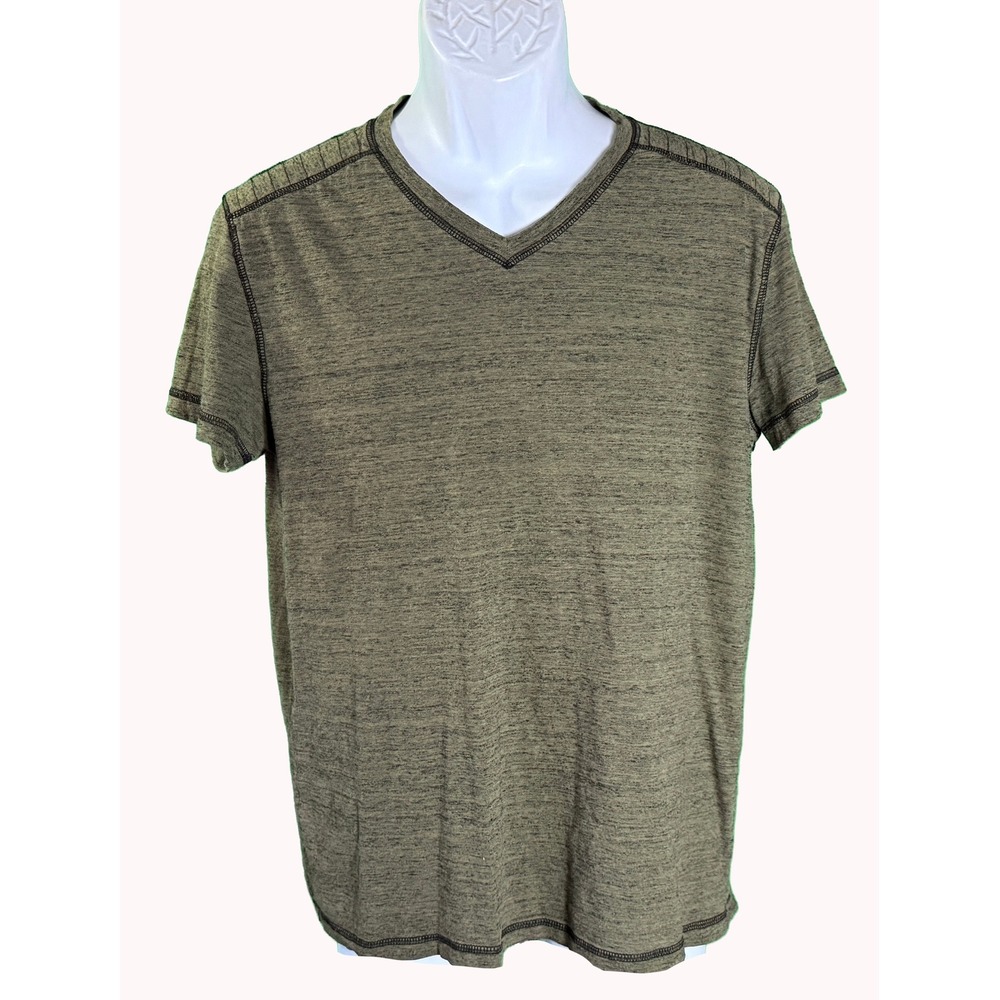 Rock & Republic T-Shirt Mens Medium Olive Green Iconic Tee V-Neck Stitch